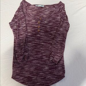 Maurices Burgundy Long Sleeve Henley Top